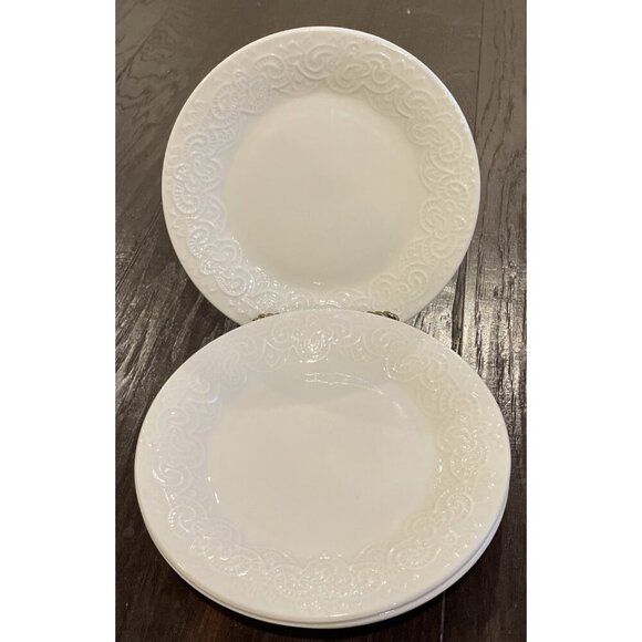 Tabletops Unlimited Battenburg Lace Salad Plates Plate 7.5 Inch Set‎ Of 4 - Picture 1 of 3